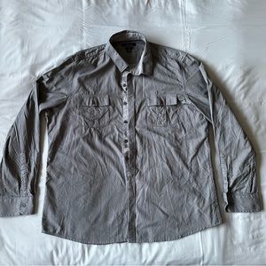 Marc Anthony Men's Slim Fit Button Up Gray Diamond Dress Shirt XXL 100% Cotton